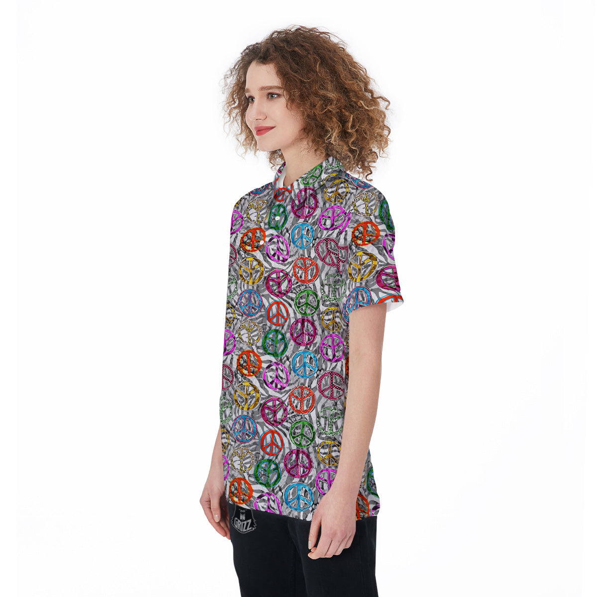 Peace Signs Zebra Print Pattern Women's Golf Shirts-grizzshop
