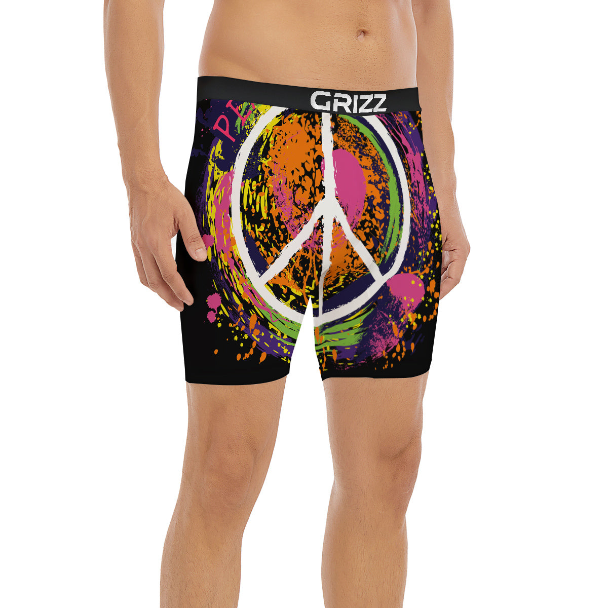 Peace Symbols Colorful Hippie Print Boxer Briefs-grizzshop