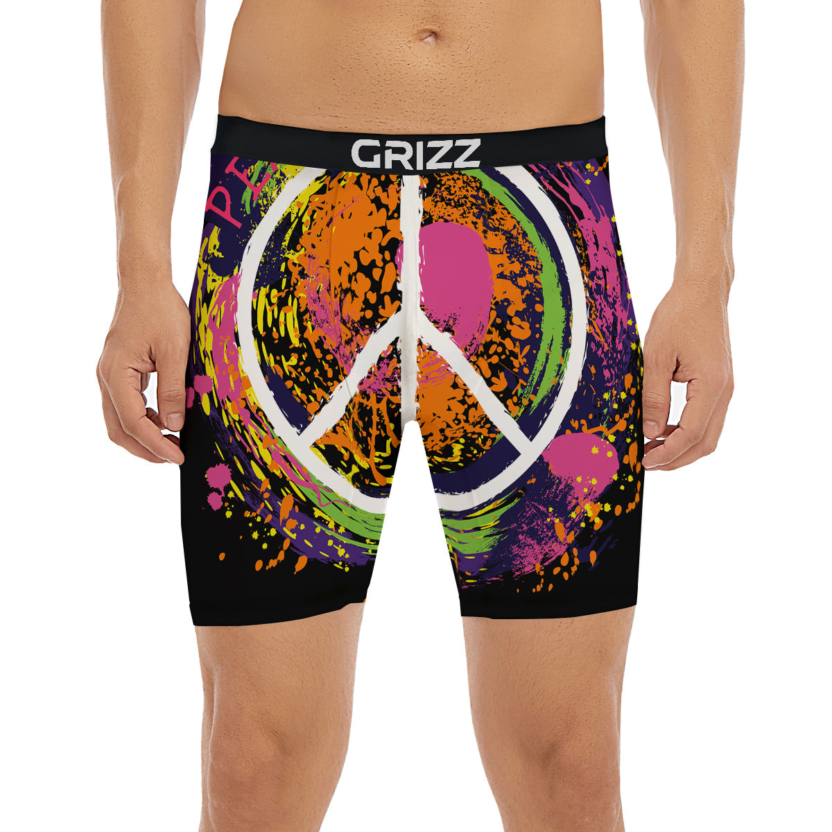 Peace Symbols Colorful Hippie Print Boxer Briefs-grizzshop