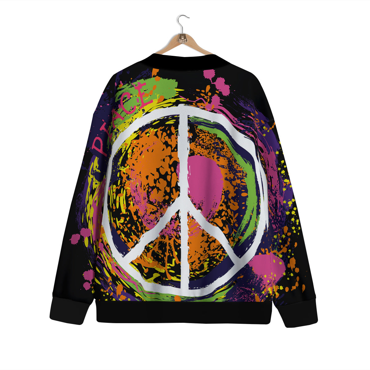 Peace Symbols Colorful Hippie Print Cardigan-grizzshop