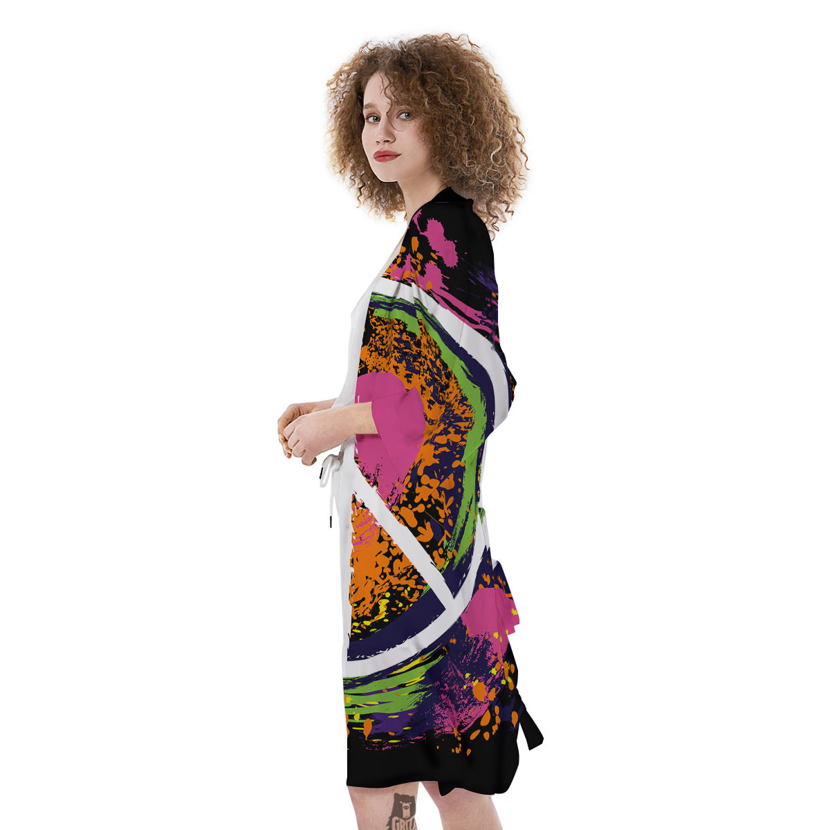 Peace Symbols Colorful Hippie Print Kimono-grizzshop