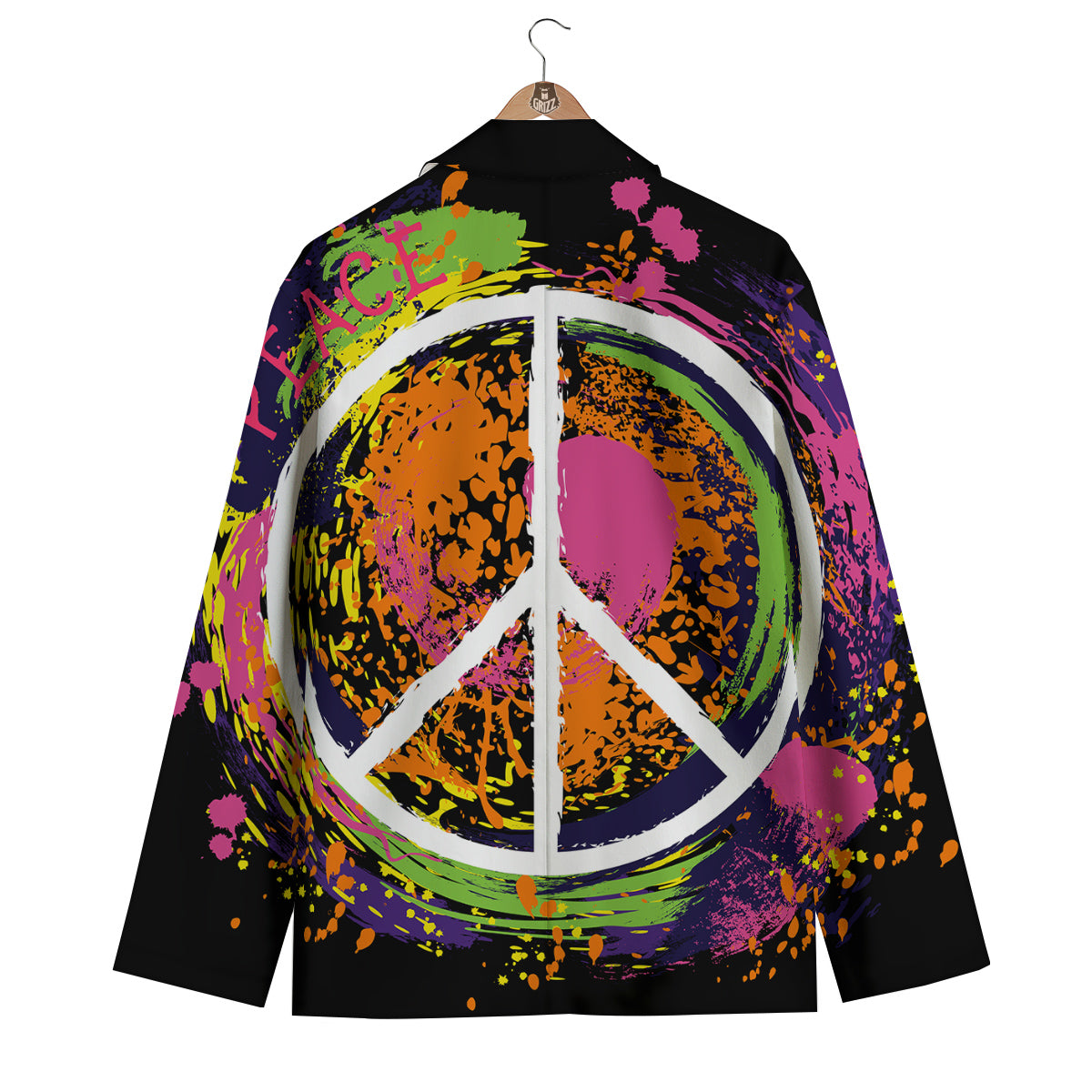 Peace Symbols Colorful Hippie Print Men's Blazer-grizzshop