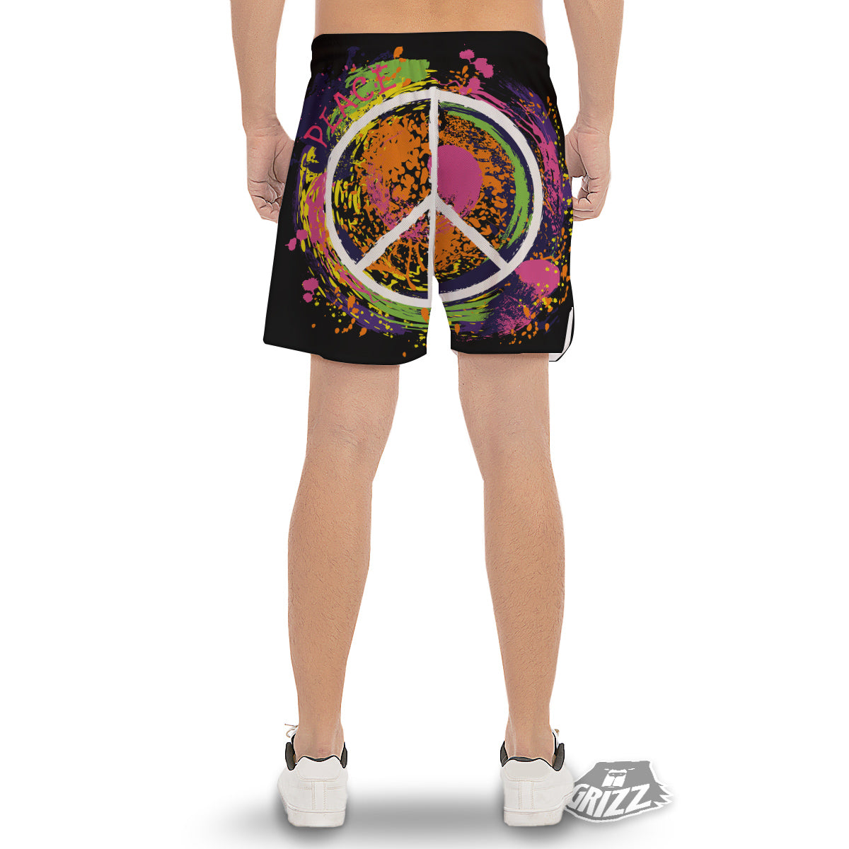 Peace Symbols Colorful Hippie Print Men's Gym Shorts-grizzshop