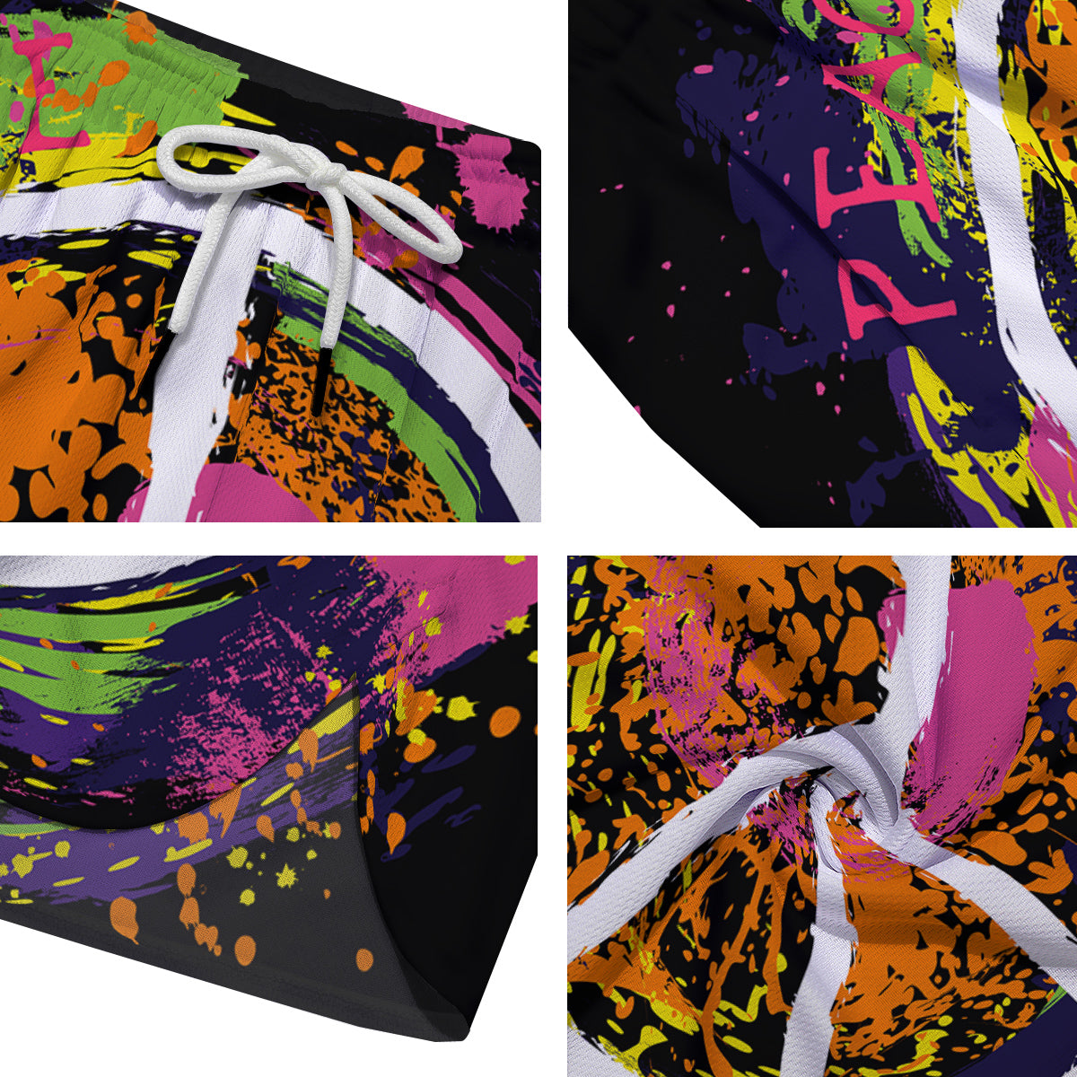 Peace Symbols Colorful Hippie Print Men's Running Shorts-grizzshop