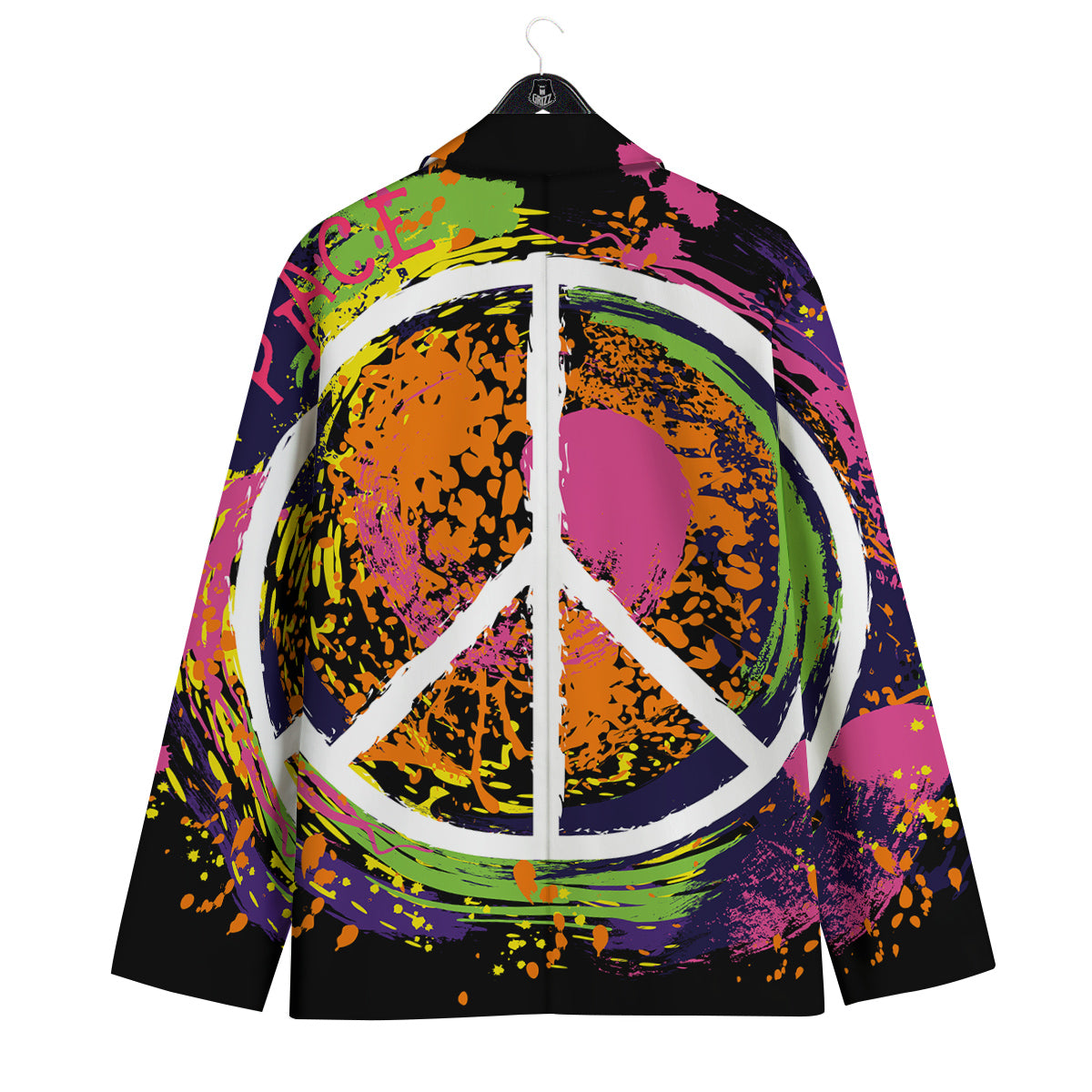 Peace Symbols Colorful Hippie Print Men's Sport Coat-grizzshop