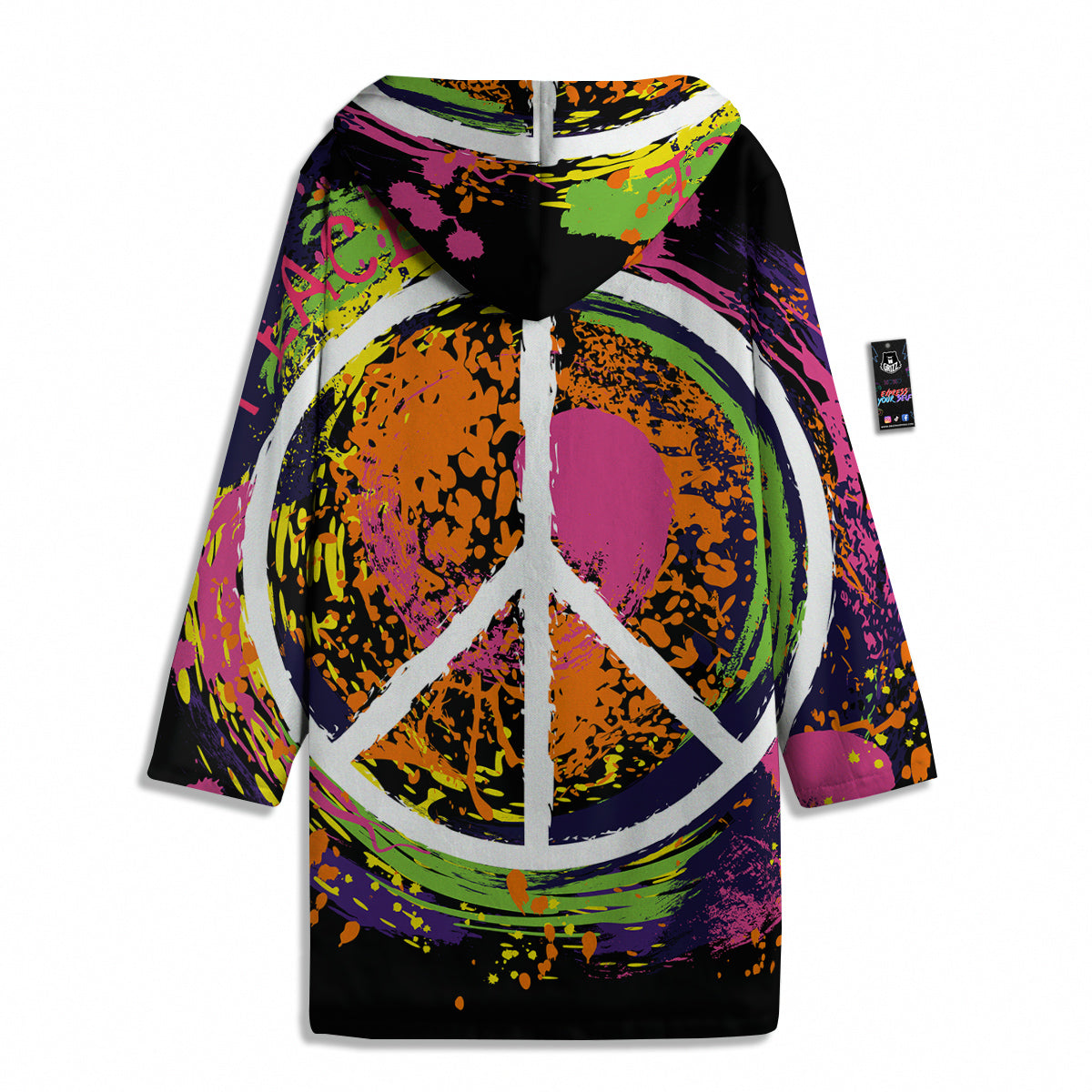 Peace Symbols Colorful Hippie Print Men's Windbreaker Jacket-grizzshop
