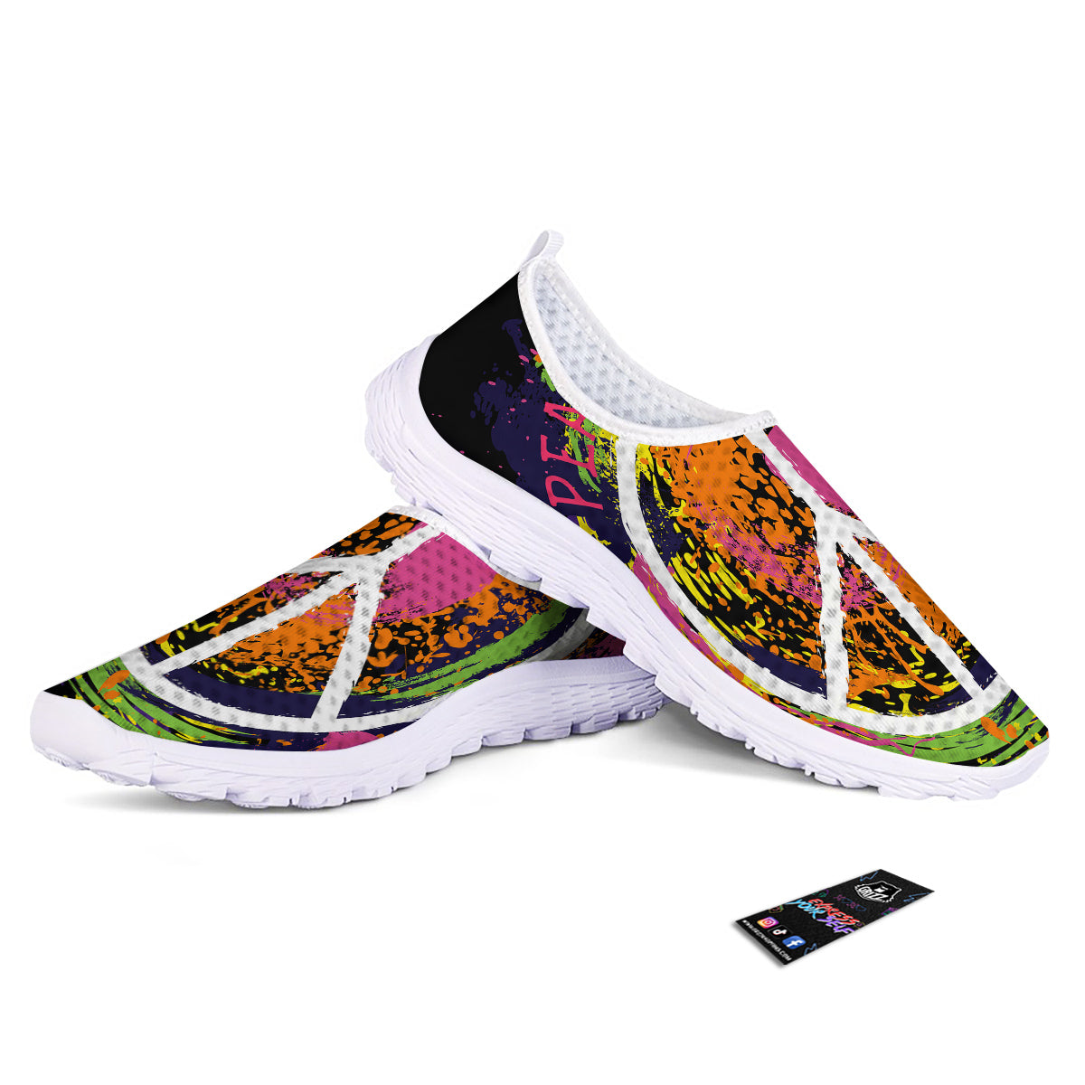 Peace Symbols Colorful Hippie Print Nurse Shoes-grizzshop