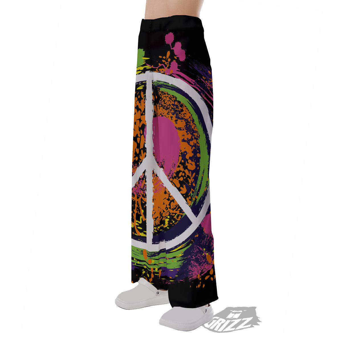 Peace Symbols Colorful Hippie Print Pajama Pants-grizzshop
