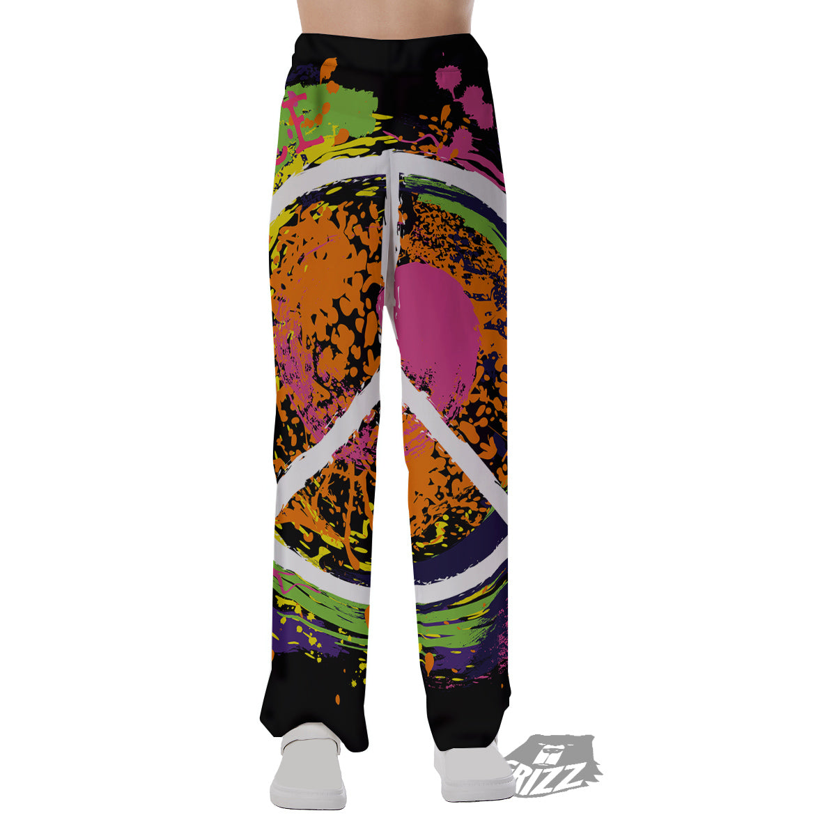 Peace Symbols Colorful Hippie Print Pajama Pants-grizzshop