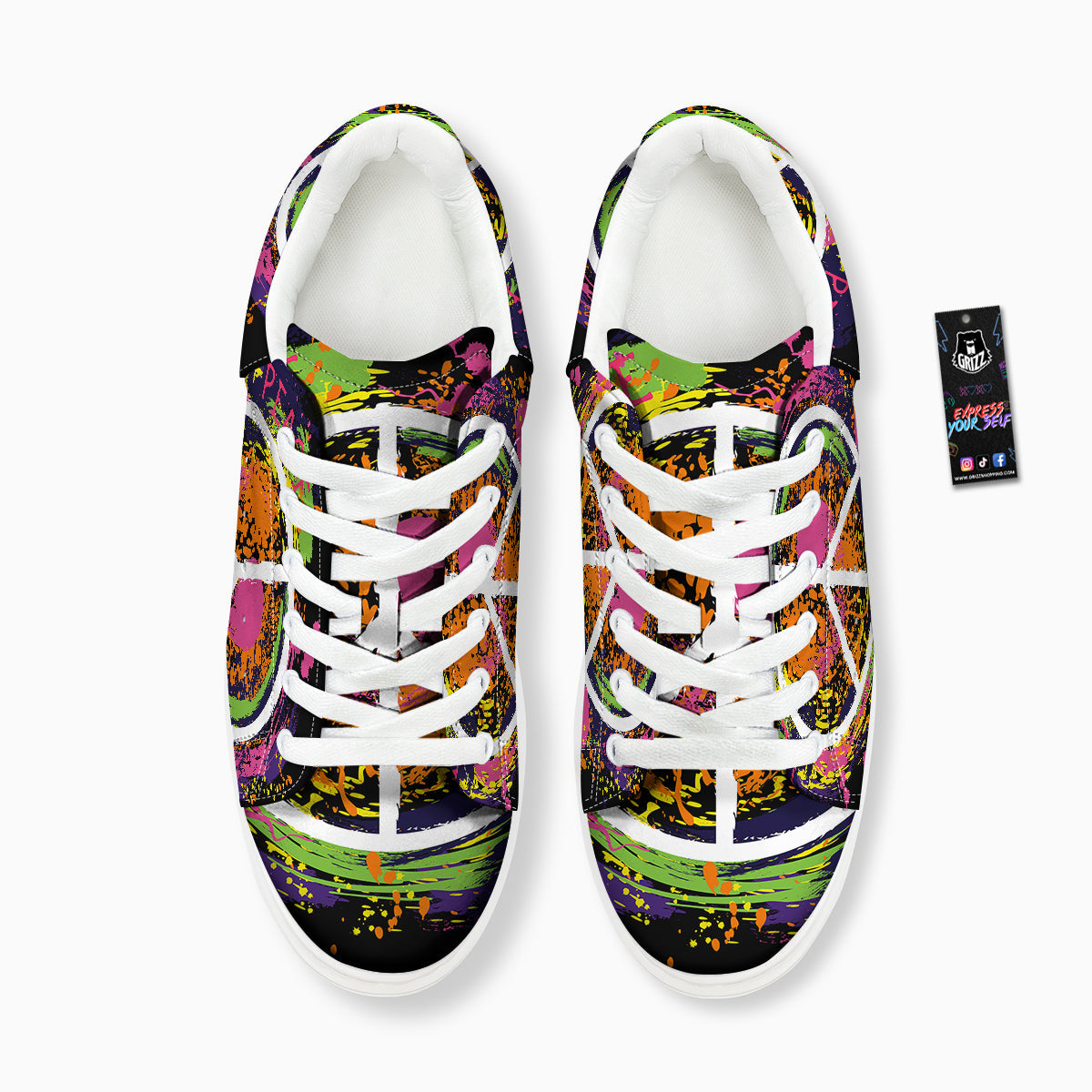 Peace Symbols Colorful Hippie Print Platform Shoes-grizzshop