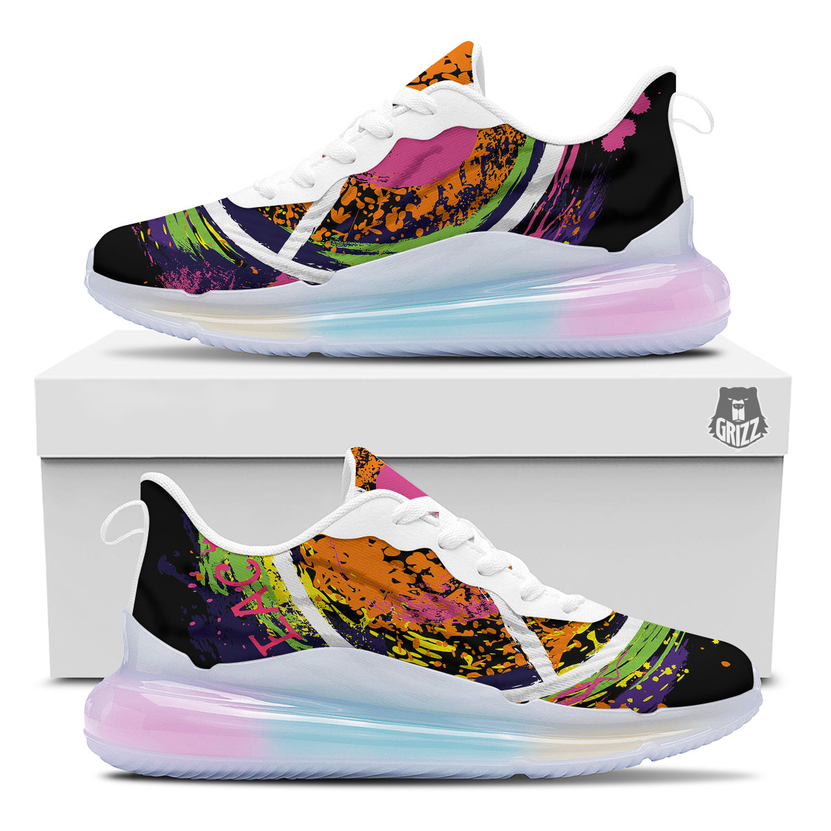 Peace Symbols Colorful Hippie Print Running Sneakers-grizzshop