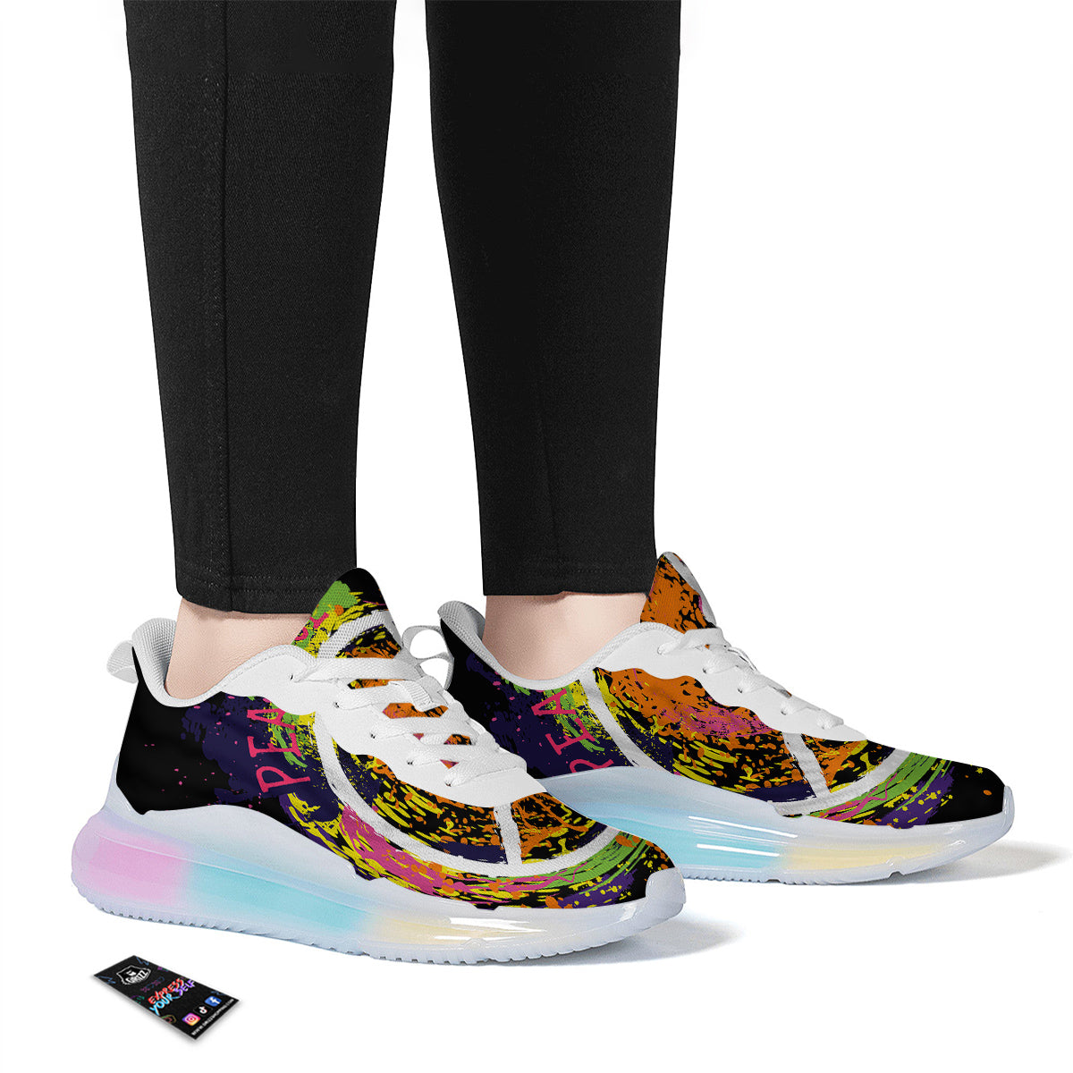 Peace Symbols Colorful Hippie Print Running Sneakers-grizzshop