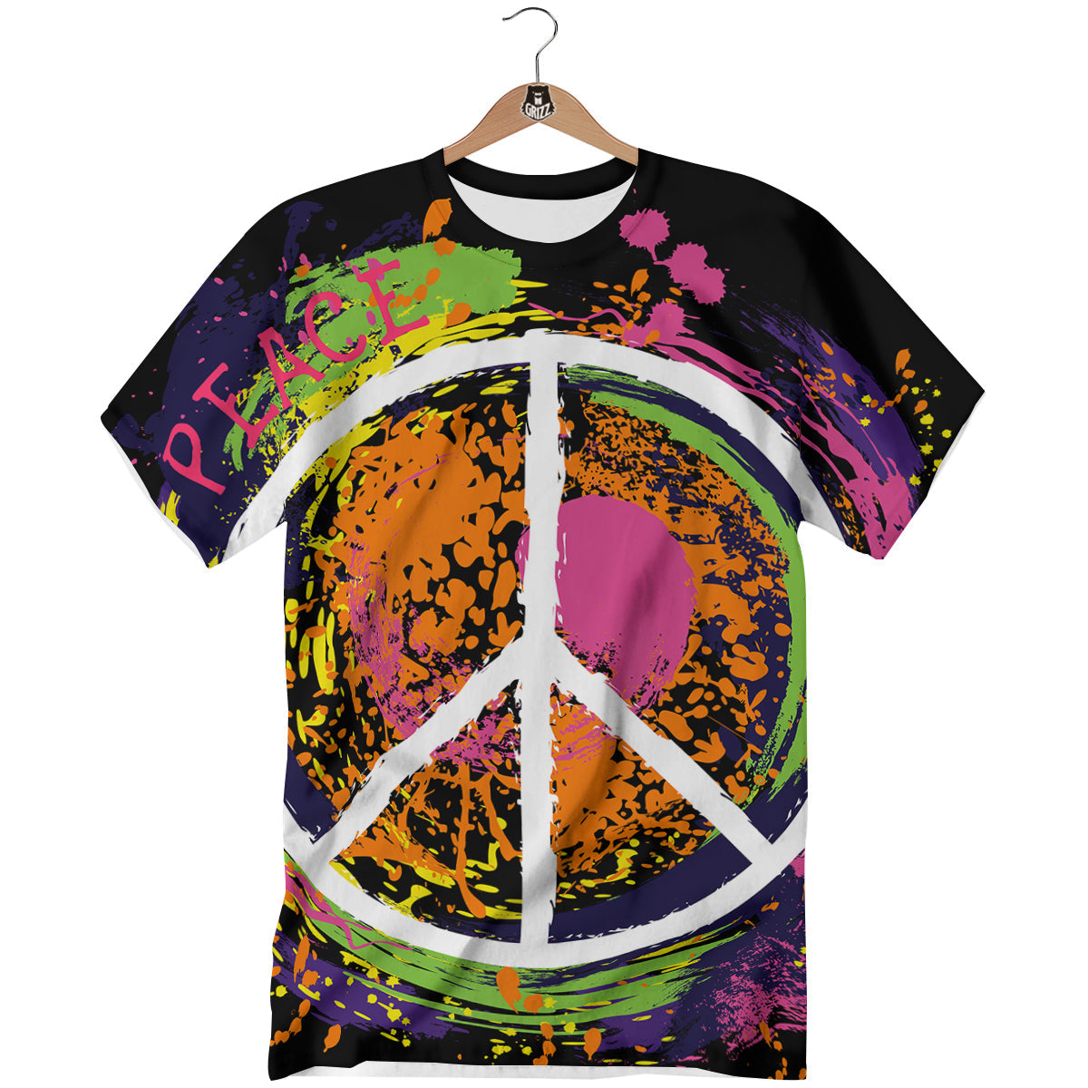 Peace Symbols Colorful Hippie Print T-Shirt-grizzshop