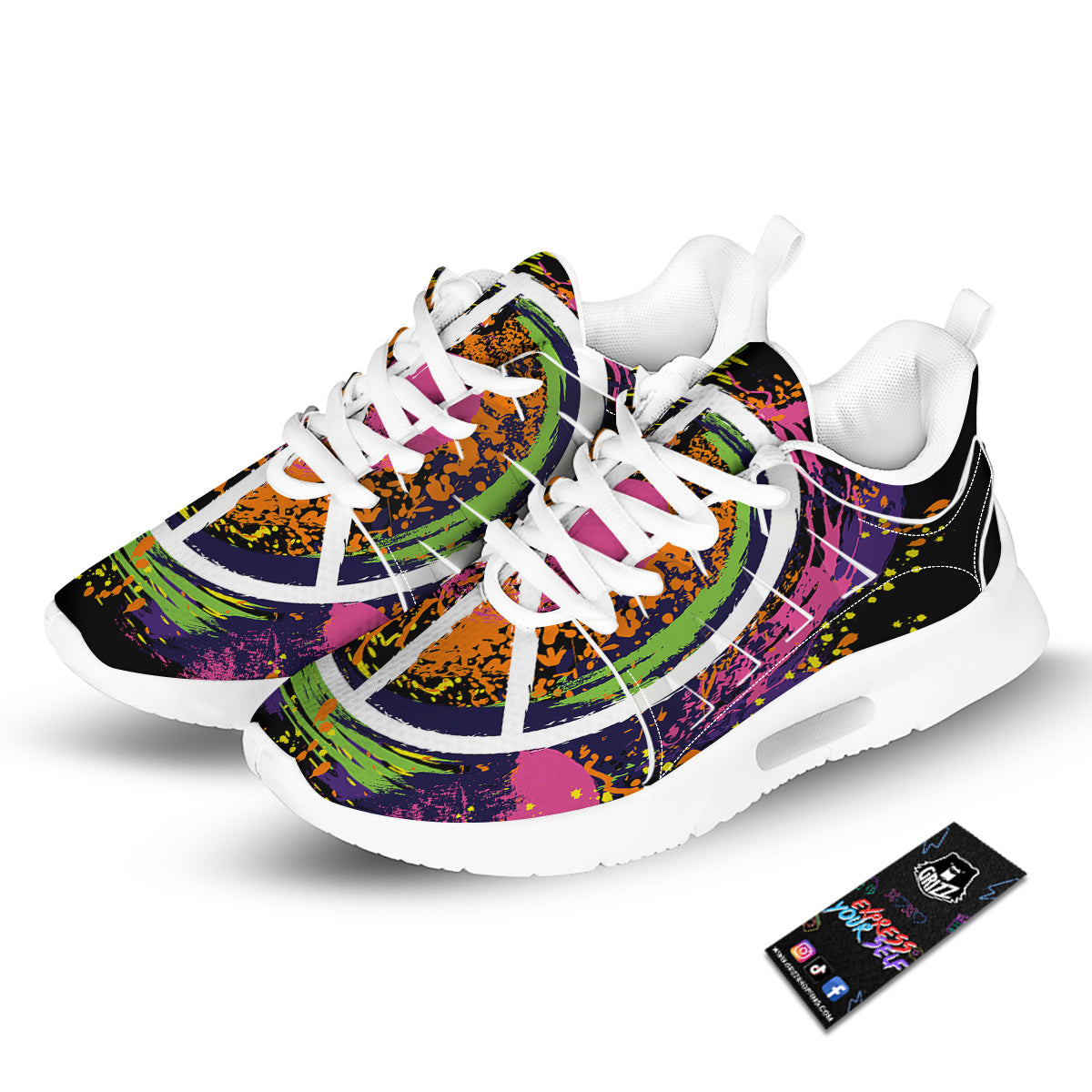 Peace Symbols Colorful Hippie Print Tennis Shoes-grizzshop