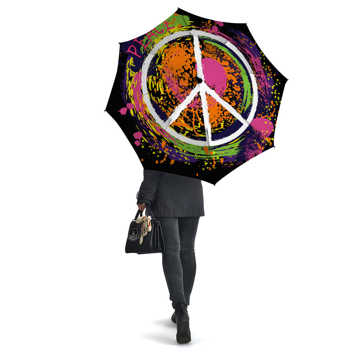 Peace Symbols Colorful Hippie Print Umbrella-grizzshop