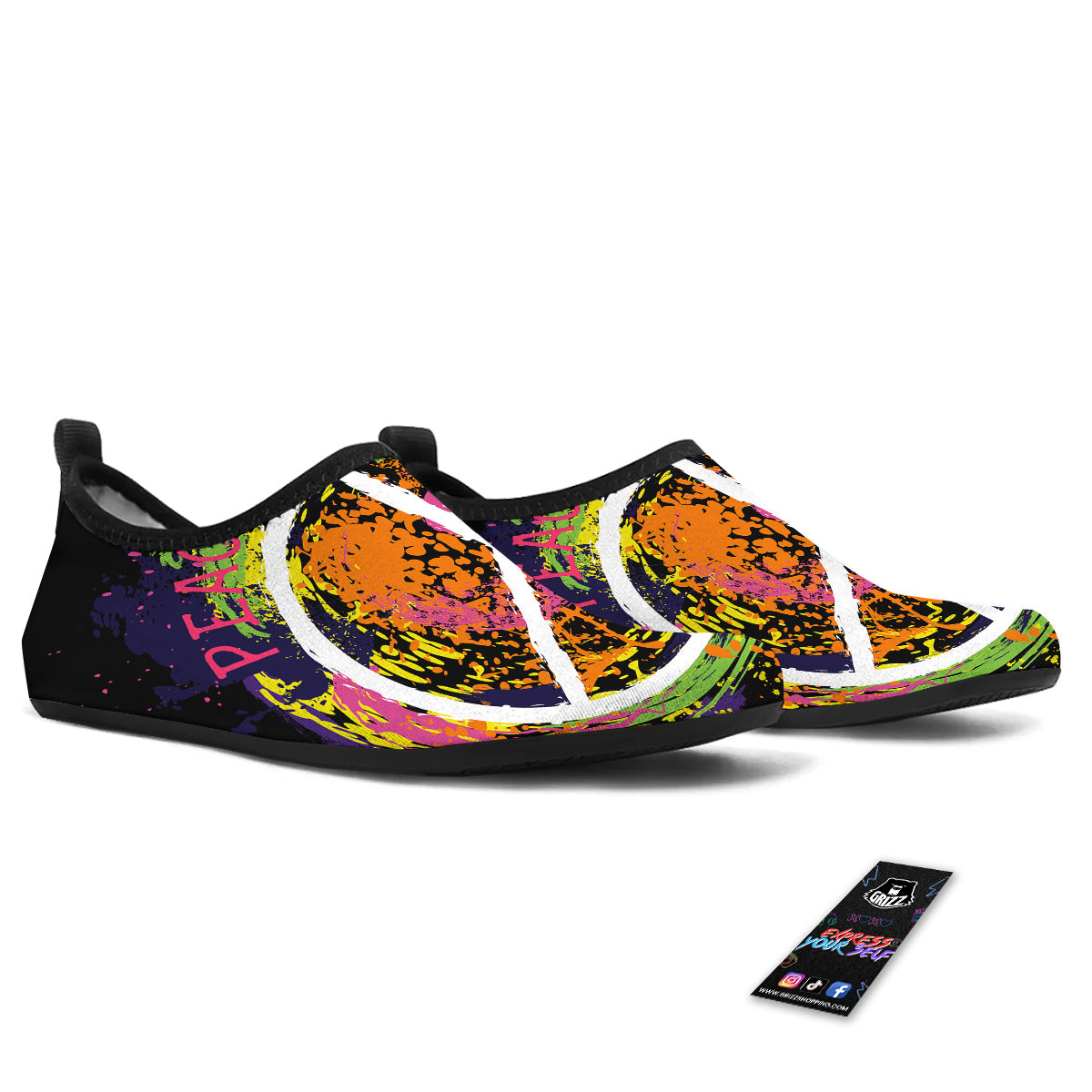 Peace Symbols Colorful Hippie Print Water Shoes-grizzshop