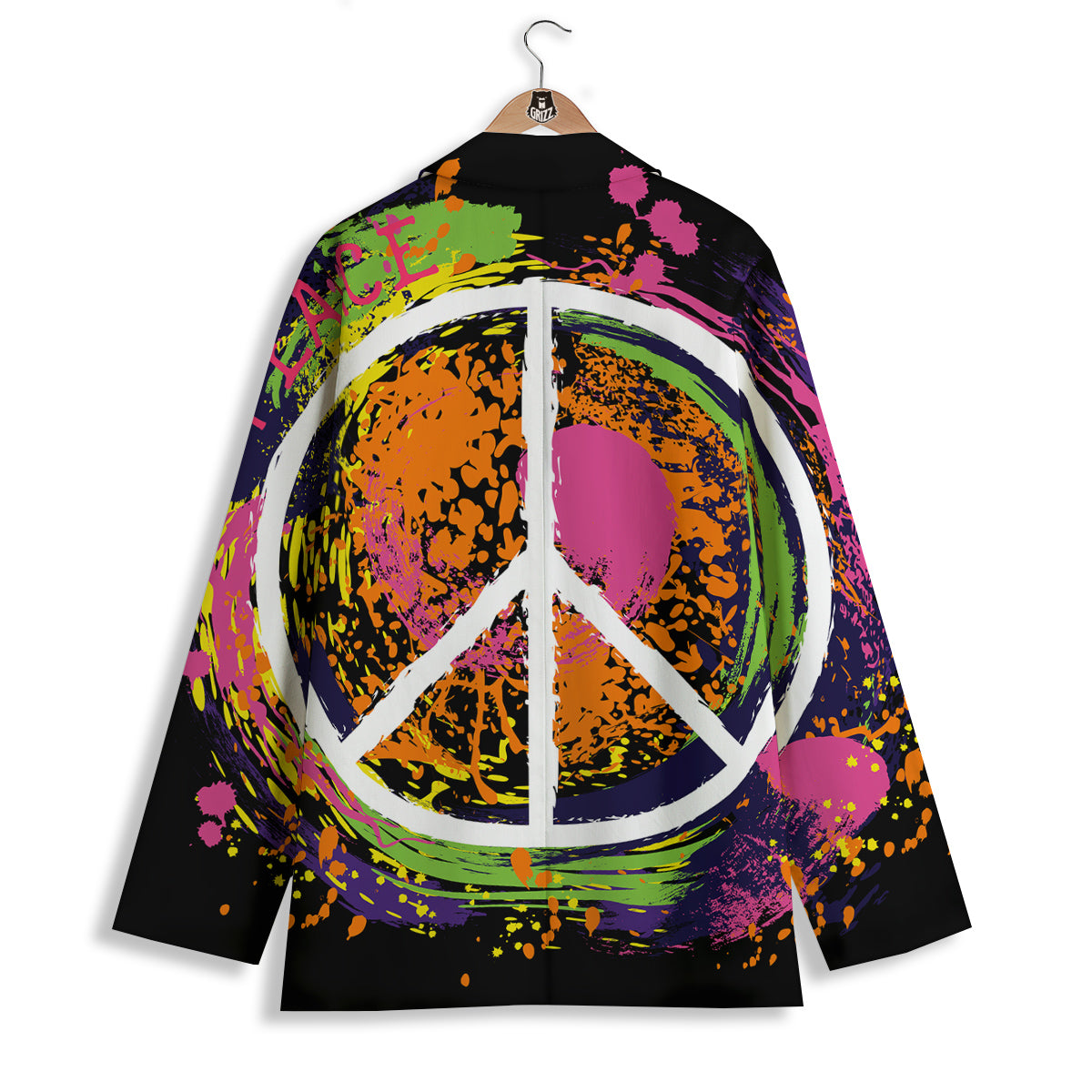 Peace Symbols Colorful Hippie Print Women's Blazer-grizzshop