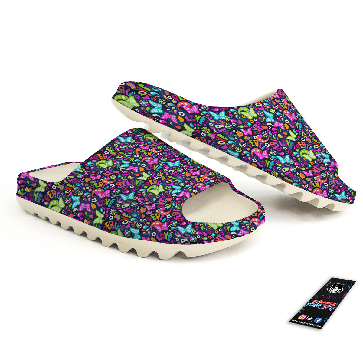 Peace Groovy Girly Print Pattern Sandals-grizzshop