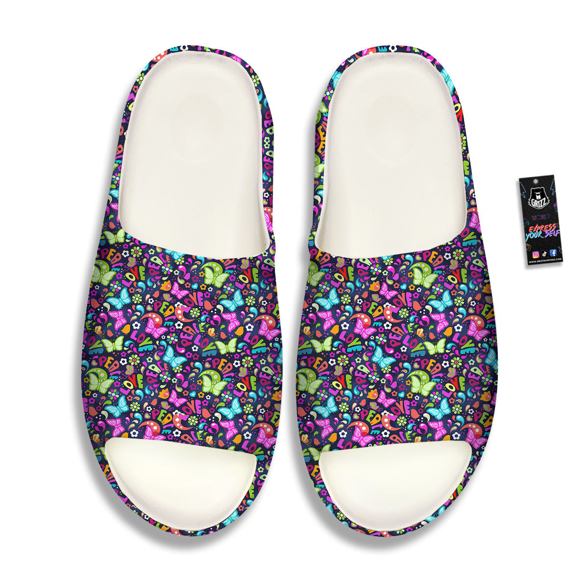 Peace Groovy Girly Print Pattern Sandals-grizzshop