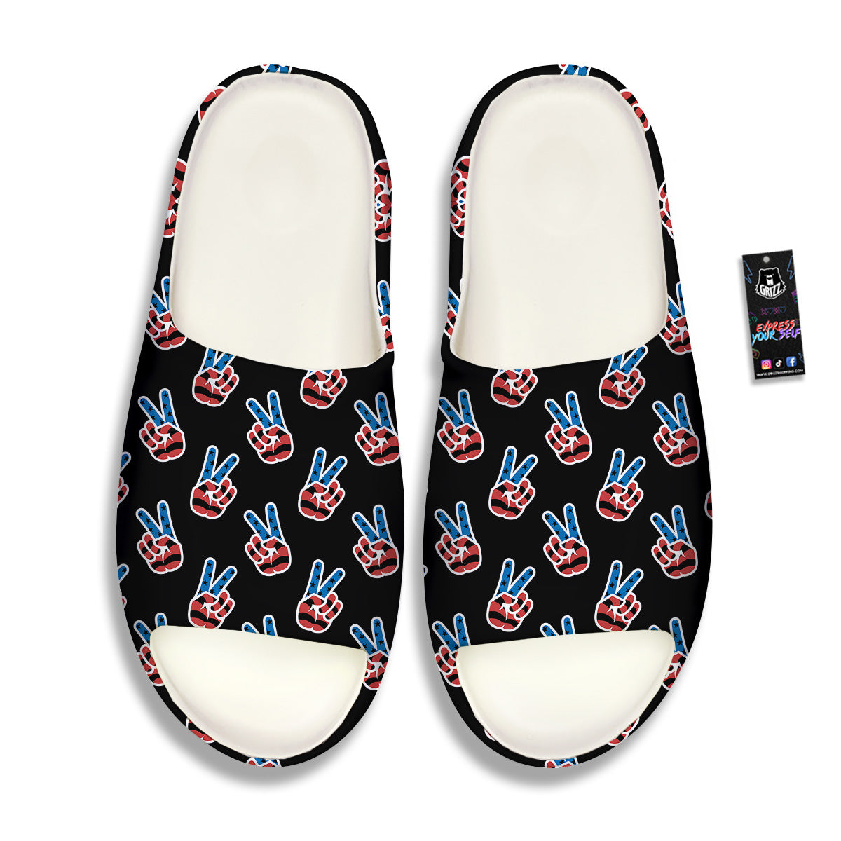 Peace Sign American Patriotic Print Pattern Sandals-grizzshop