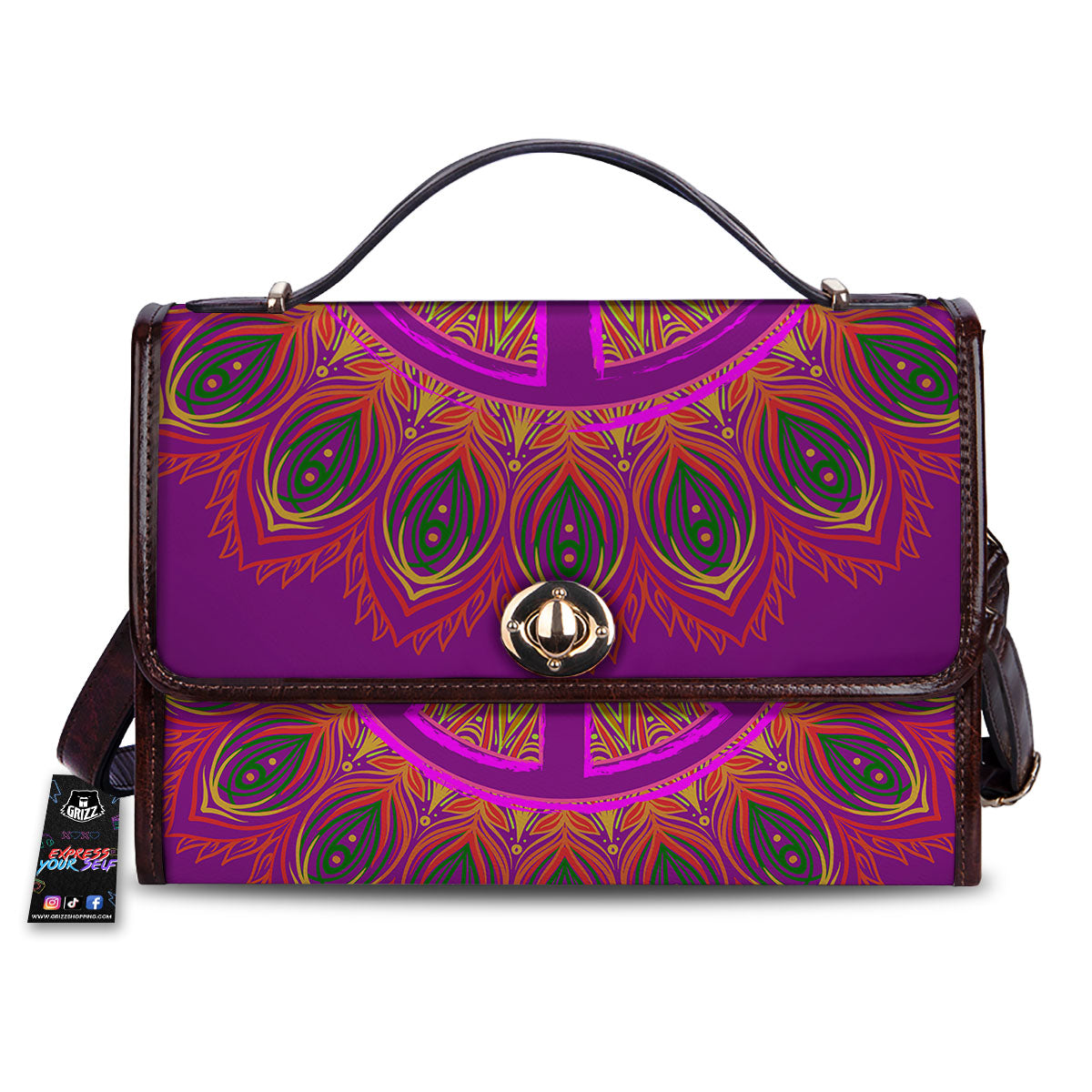 Peace Sign Psychedelic Hippie Print Women's Satchel Bag