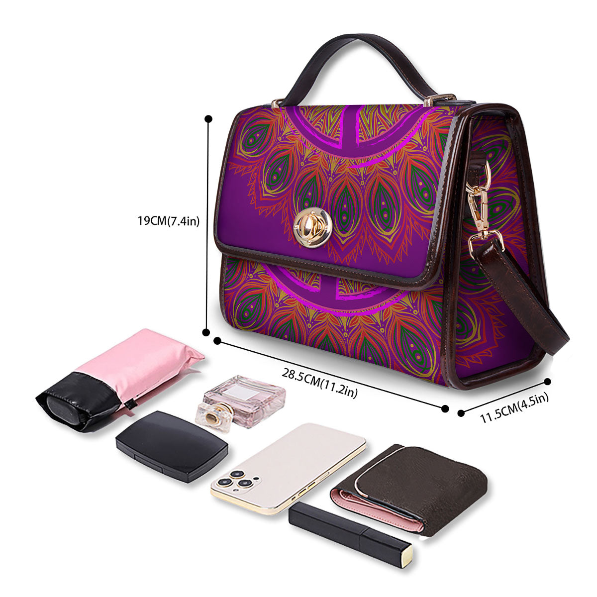 Peace Sign Psychedelic Hippie Print Women's Satchel Bag
