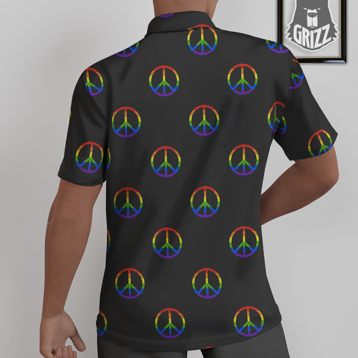 Peace Sign Rainbow LGBT Print Pattern Untucked Shirts-grizzshop