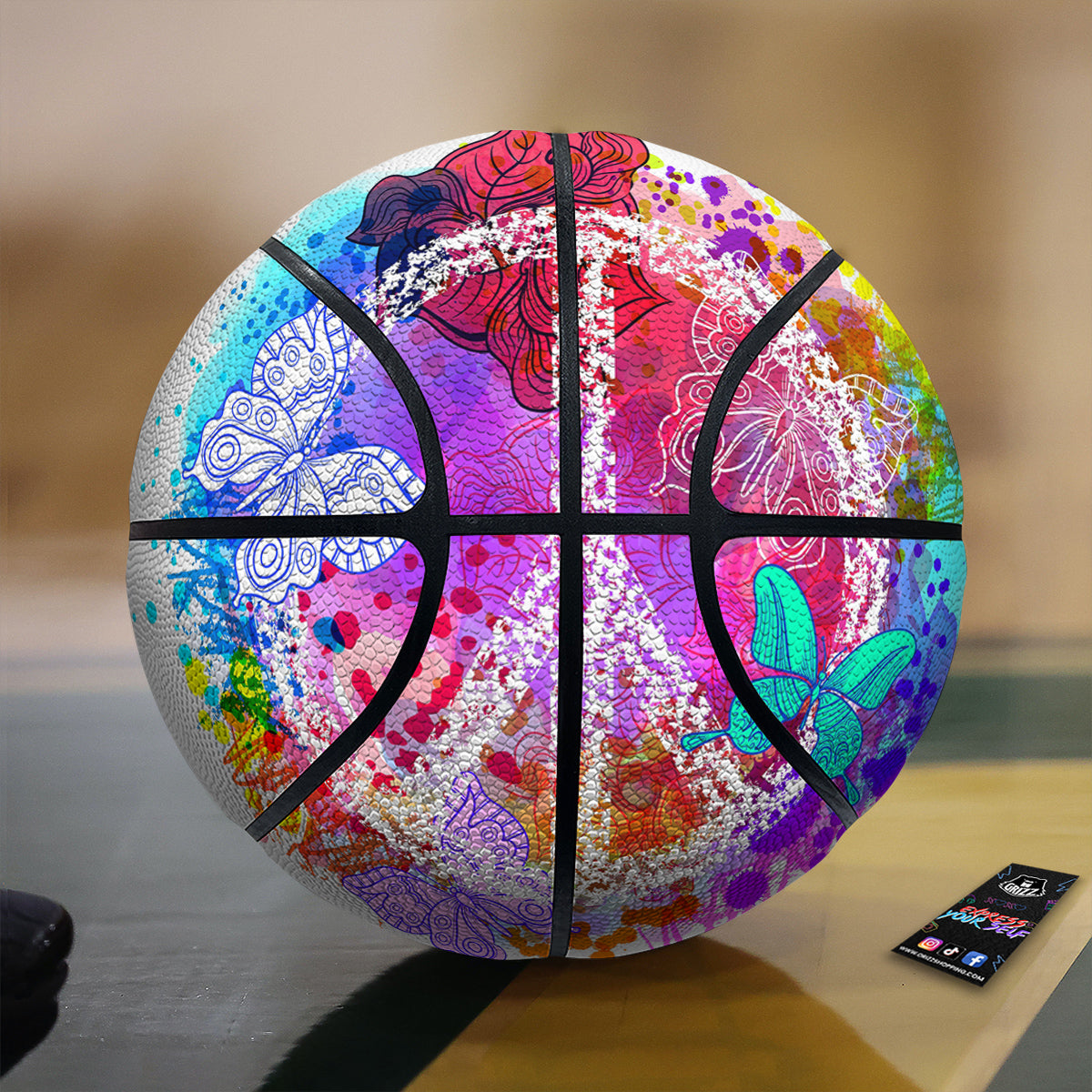 Peace Signs Colorful Hippie Print Basketball