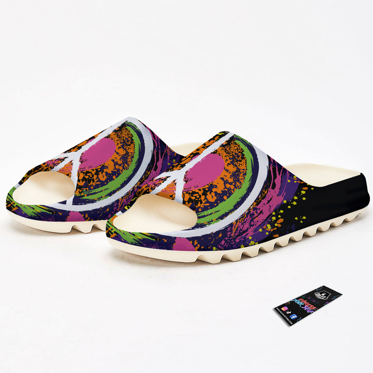 Peace Symbols Colorful Hippie Print Sandals-grizzshop