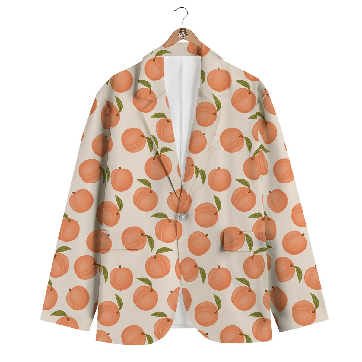 Peach Pattern Print Men's Blazer-grizzshop