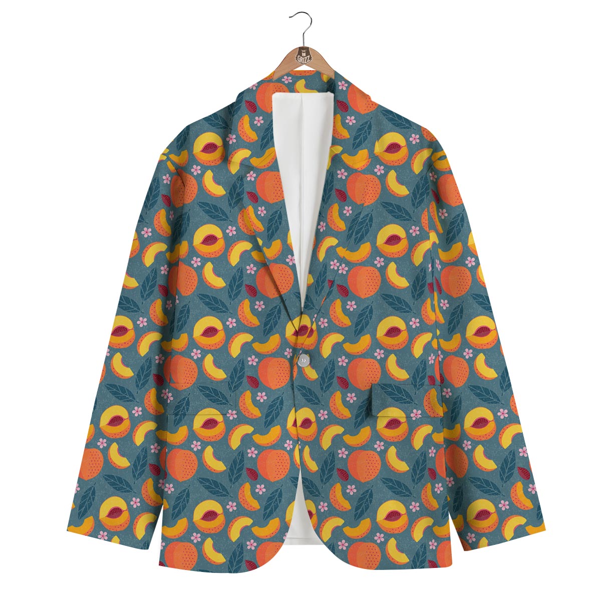 Peach Print Pattern Men's Blazer-grizzshop
