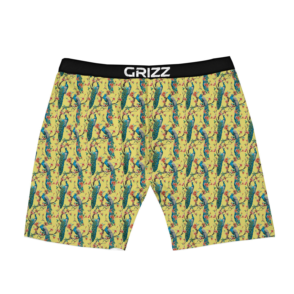Peacock Cherry Blossom Print Boxer Briefs-grizzshop