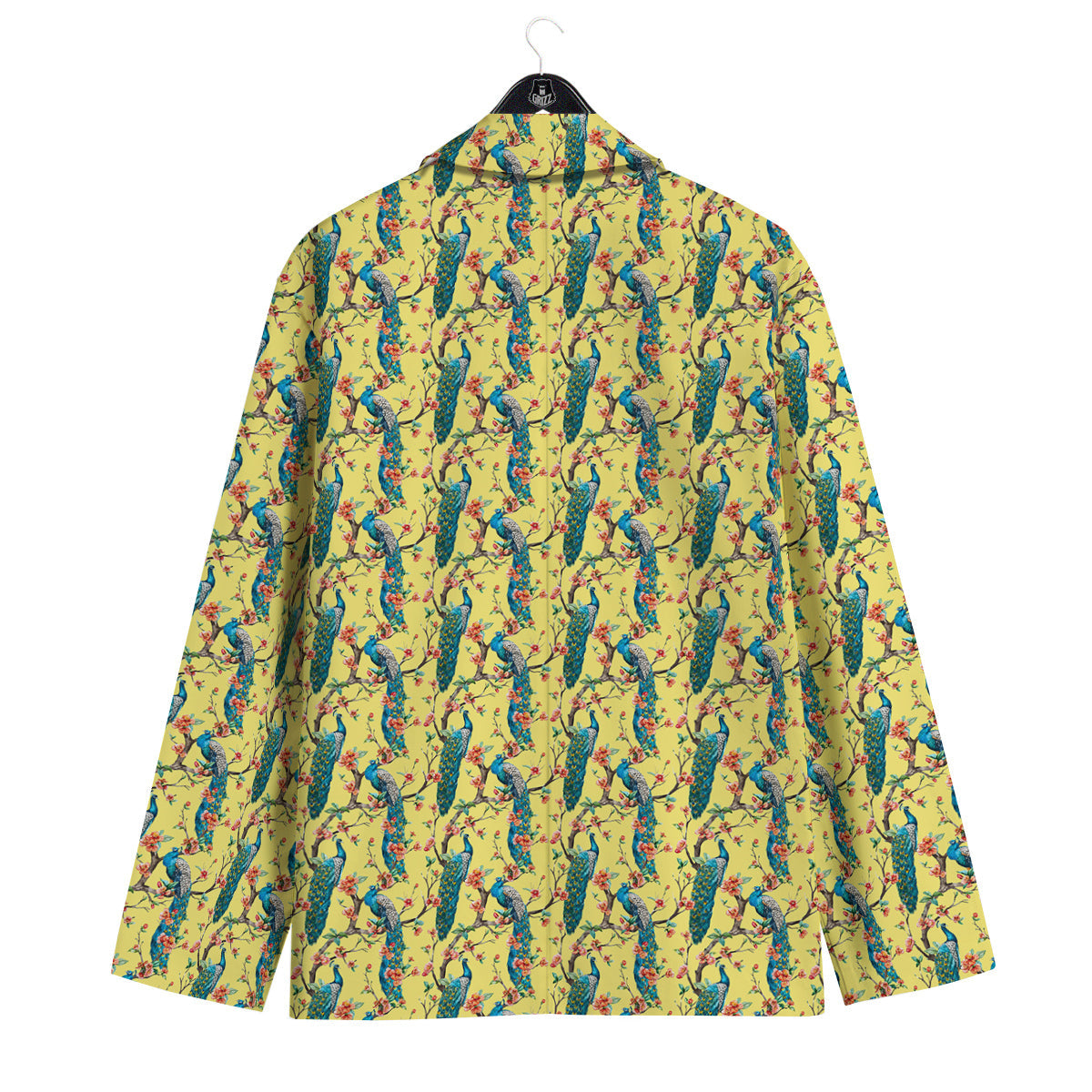 Peacock Cherry Blossom Print Men's Sport Coat-grizzshop