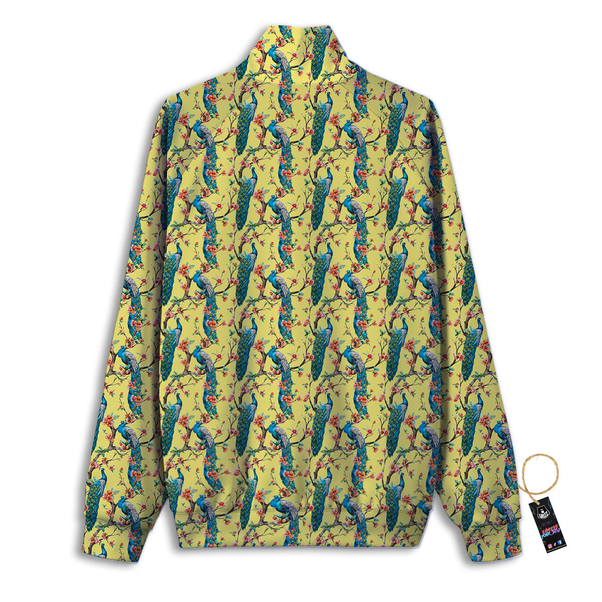 Peacock Cherry Blossom Print Track Jacket-grizzshop