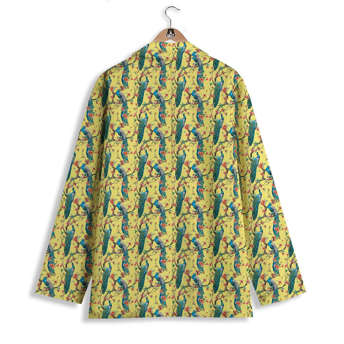 Peacock Cherry Blossom Print Women's Blazer-grizzshop