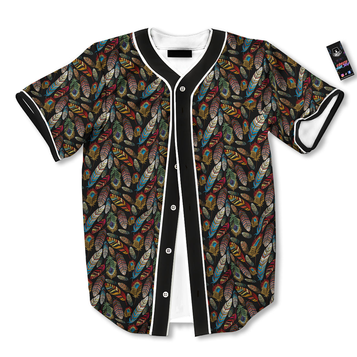 Peacock Embroidery Print Pattern Baseball Jersey-grizzshop