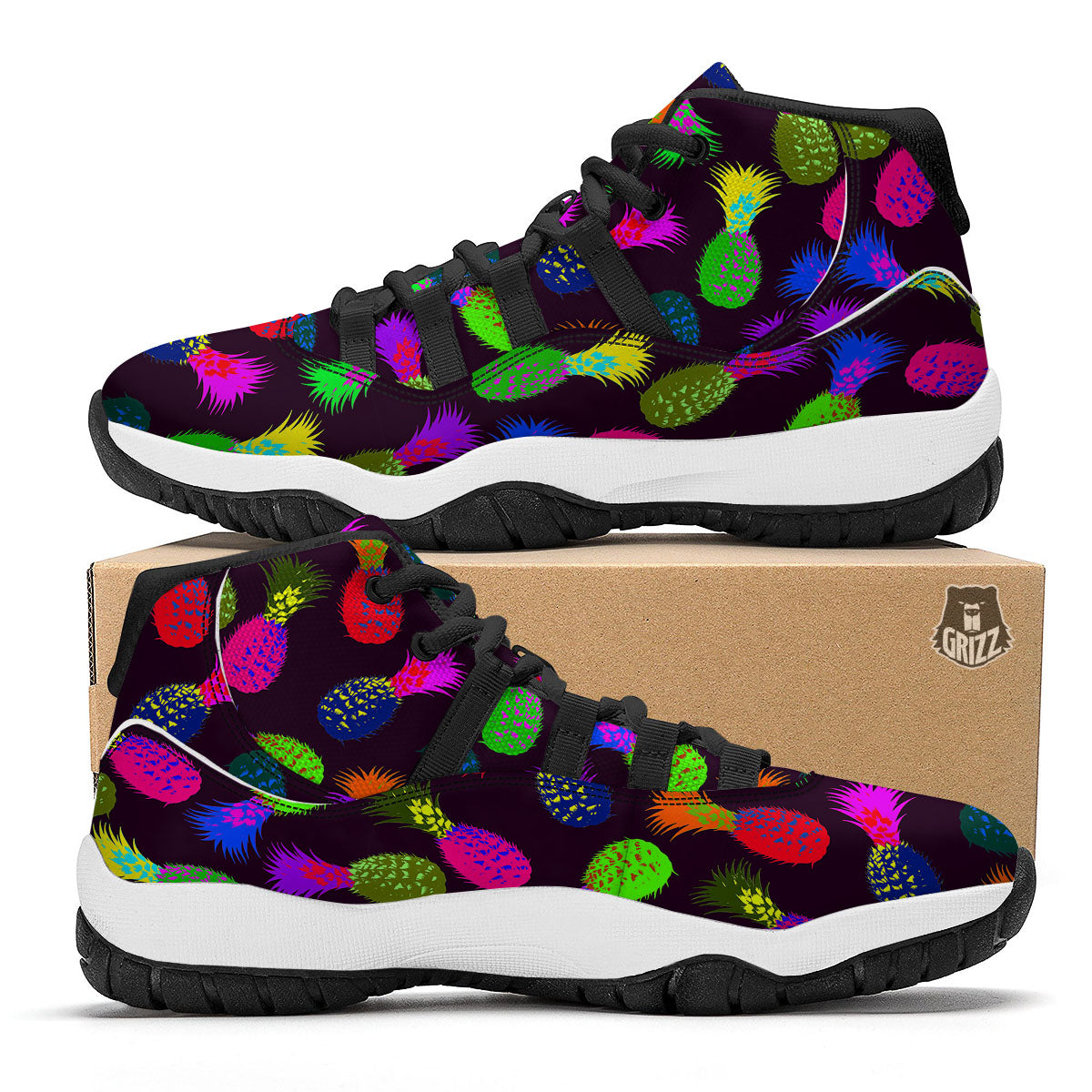 Peacock Embroidery Print Pattern Black Bball Shoes-grizzshop