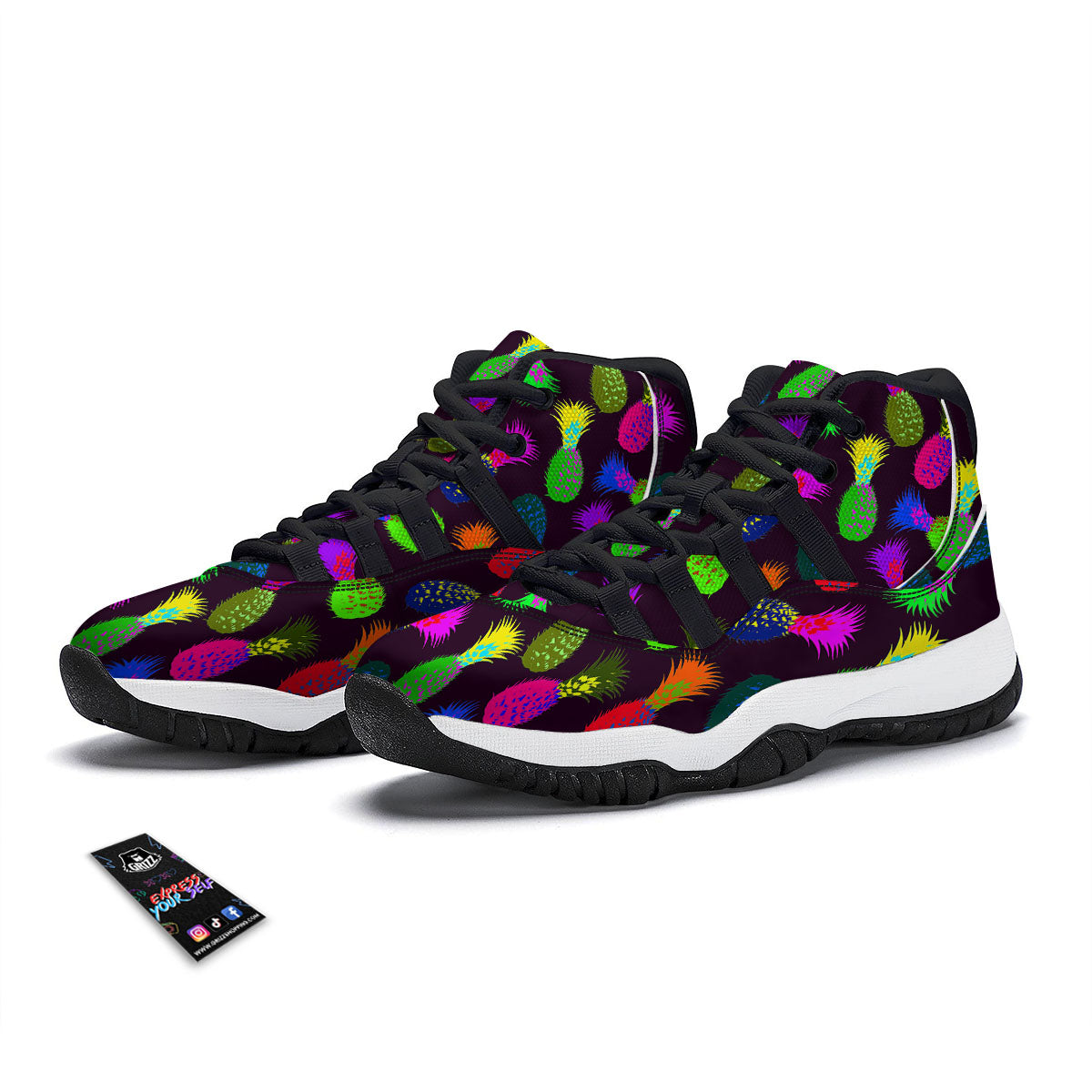 Peacock Embroidery Print Pattern Black Bball Shoes-grizzshop