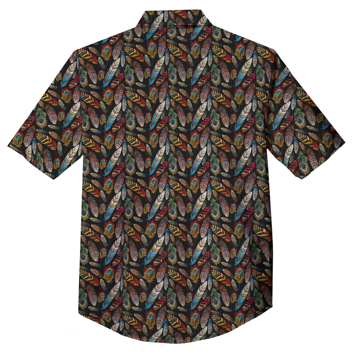 Peacock Embroidery Print Pattern Button Up Shirt-grizzshop