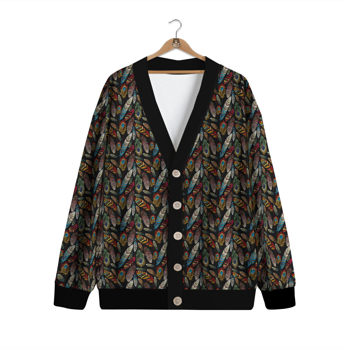 Peacock Embroidery Print Pattern Cardigan-grizzshop