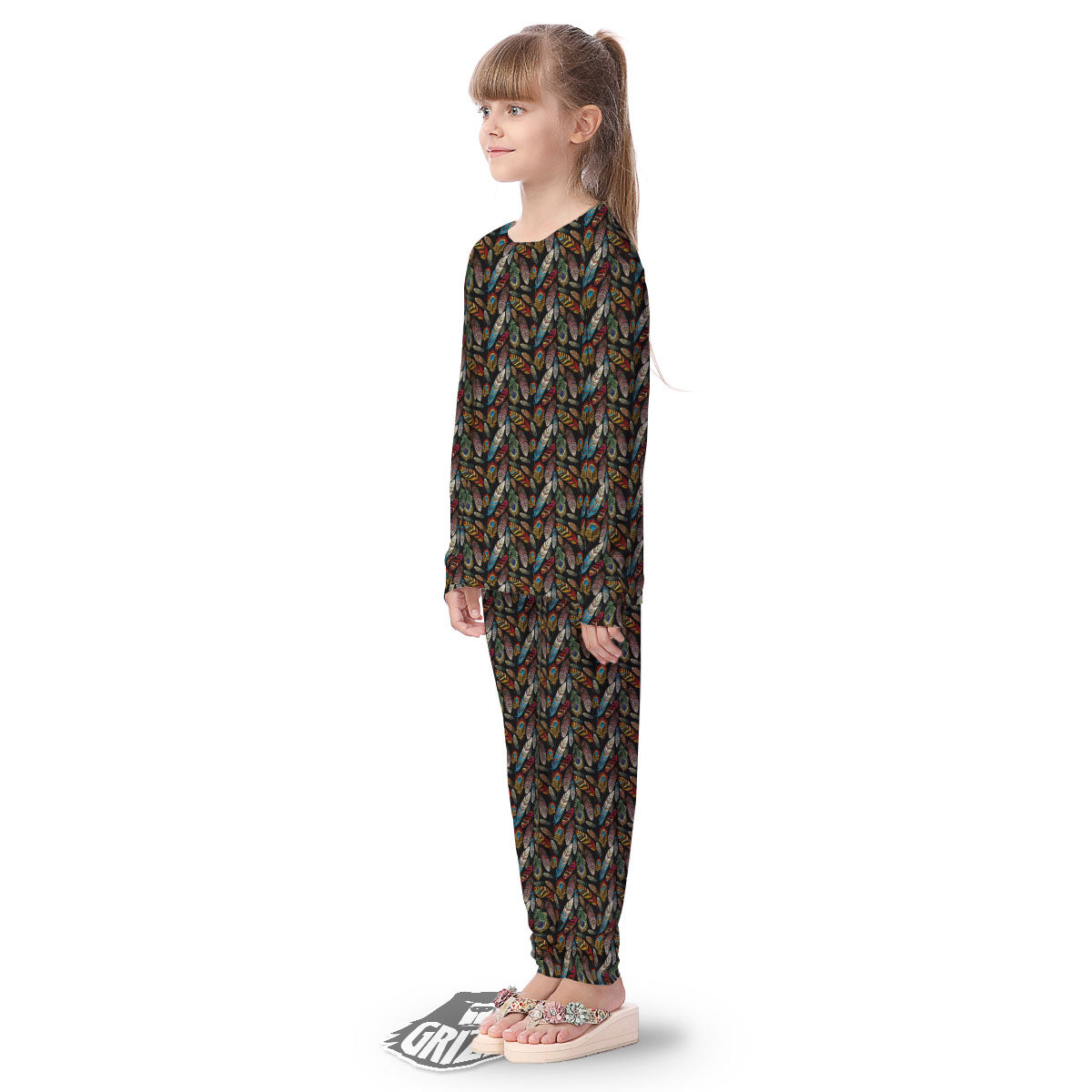 Peacock Embroidery Print Pattern Kid's Pajamas-grizzshop