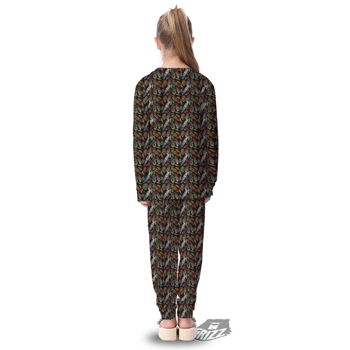 Peacock Embroidery Print Pattern Kid's Pajamas-grizzshop