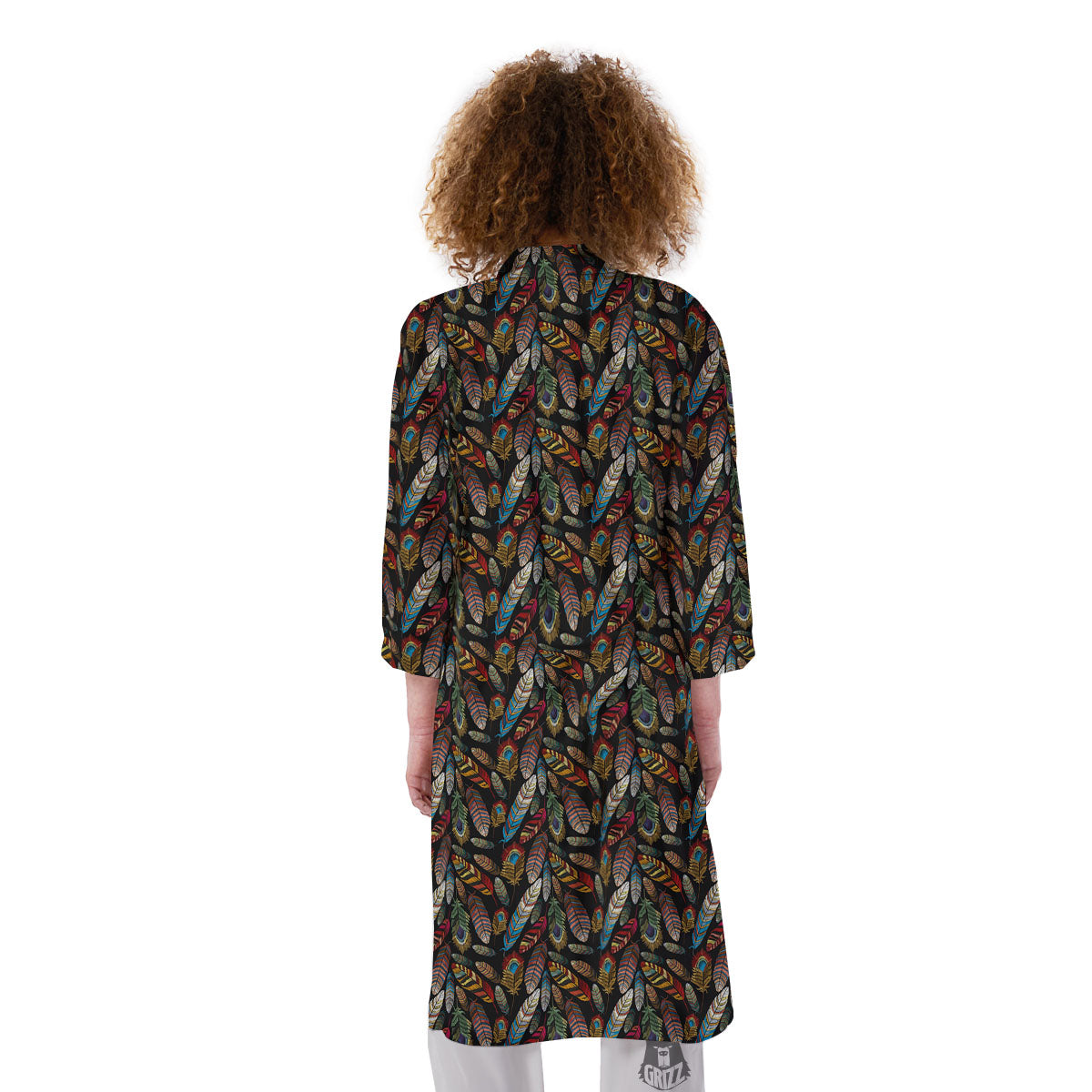 Peacock Embroidery Print Pattern Kimono-grizzshop