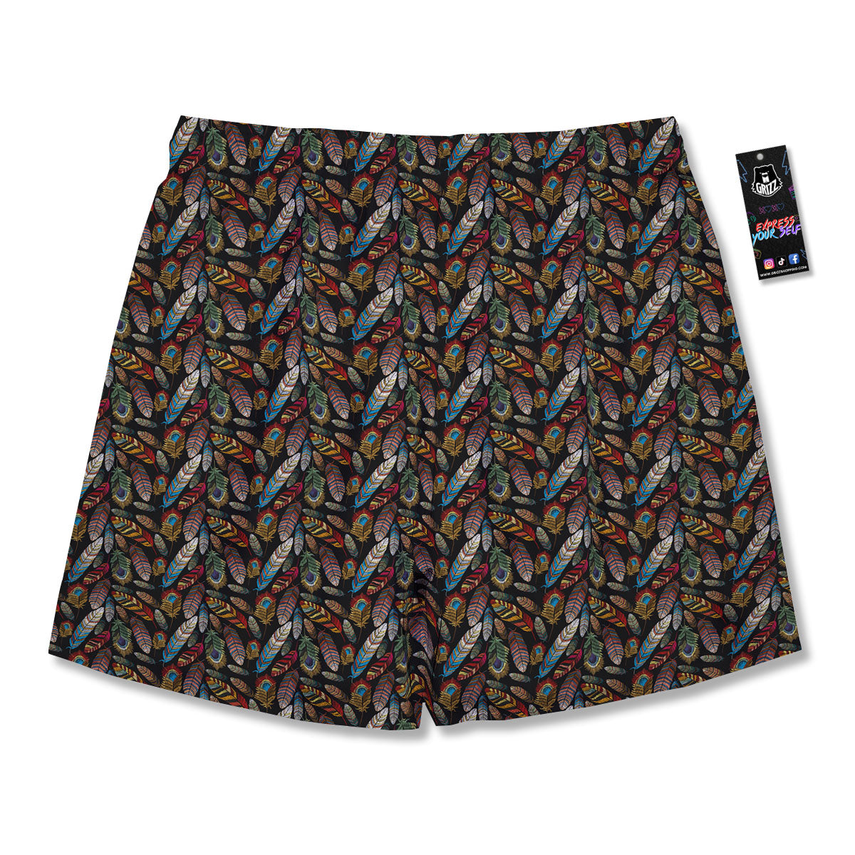 Peacock Embroidery Print Pattern Men's Running Shorts-grizzshop