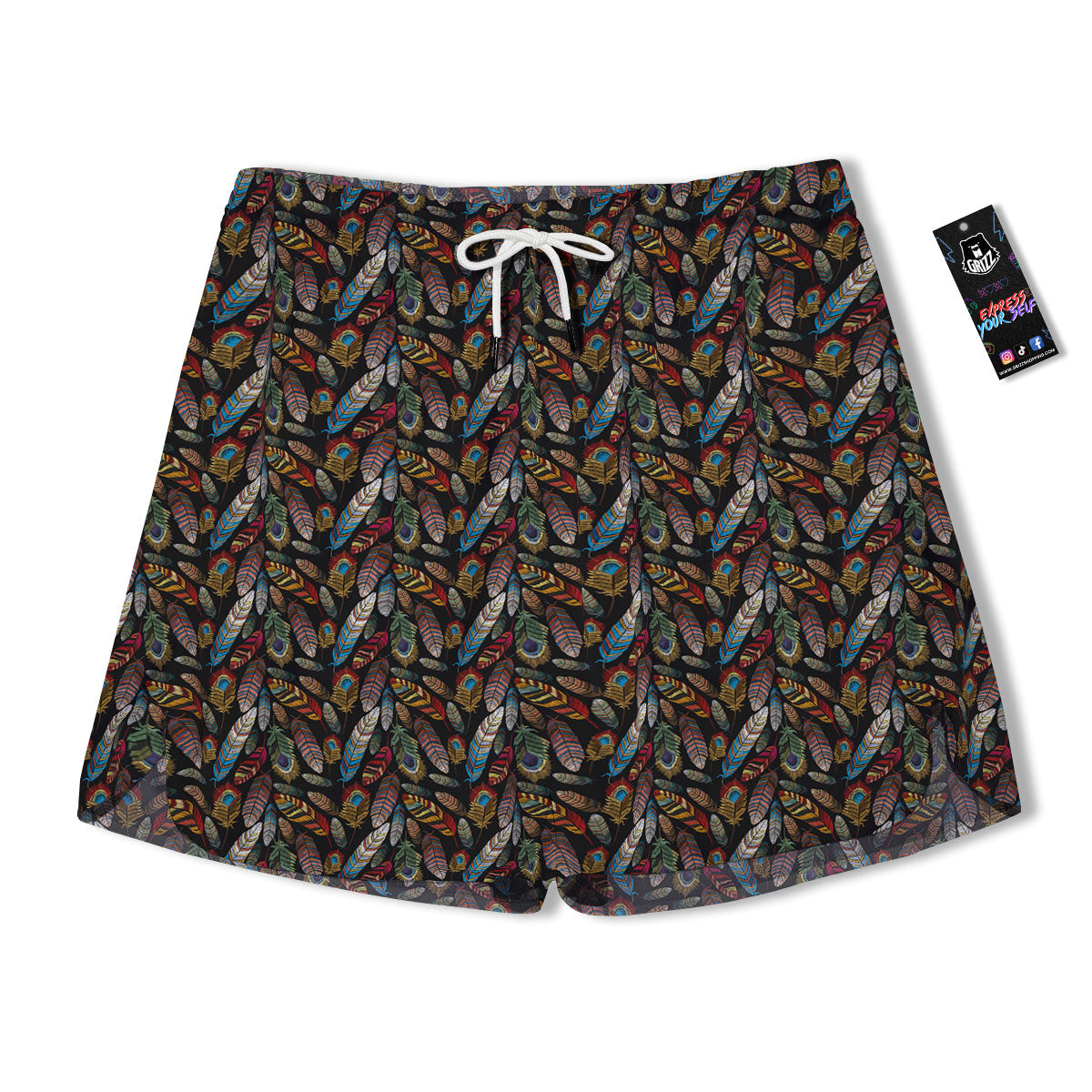 Peacock Embroidery Print Pattern Men's Running Shorts-grizzshop