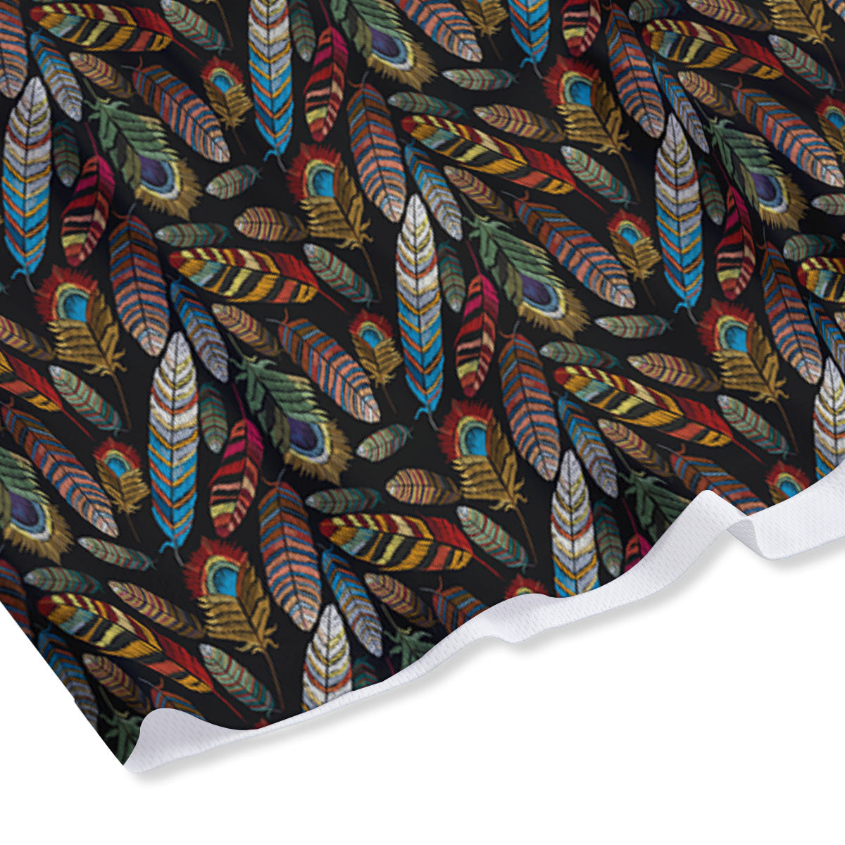 Peacock Embroidery Print Pattern Mesh Shorts