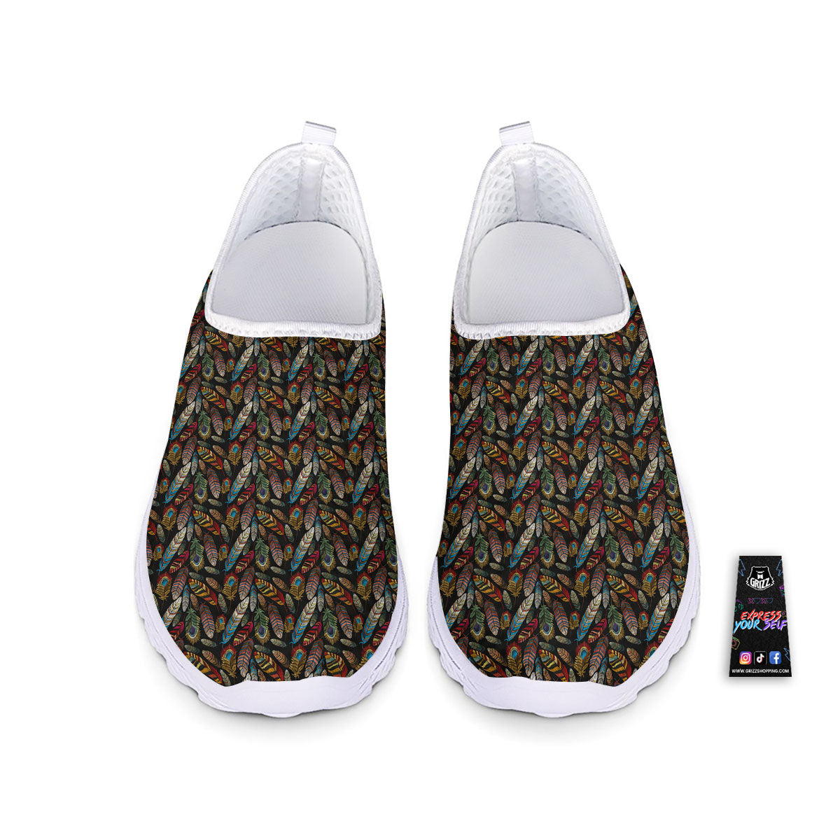 Peacock Embroidery Print Pattern Nurse Shoes-grizzshop