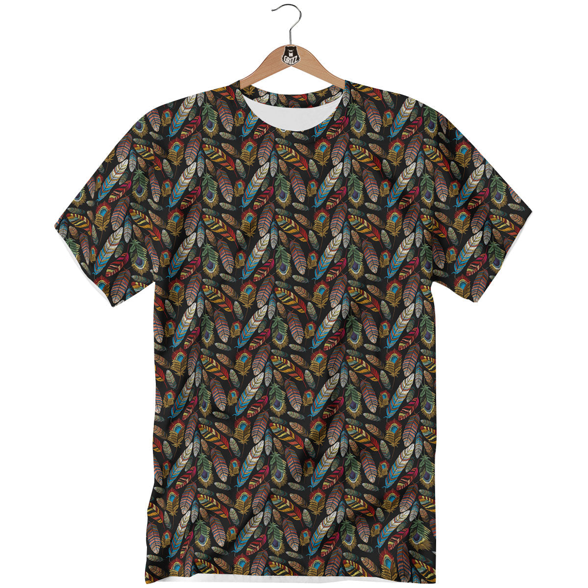 Peacock Embroidery Print Pattern T-Shirt-grizzshop