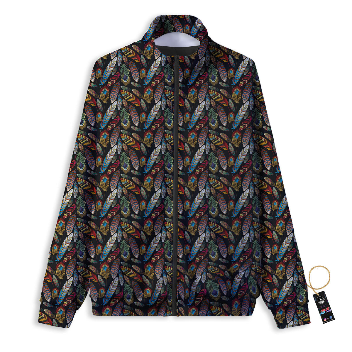 Peacock Embroidery Print Pattern Track Jacket-grizzshop