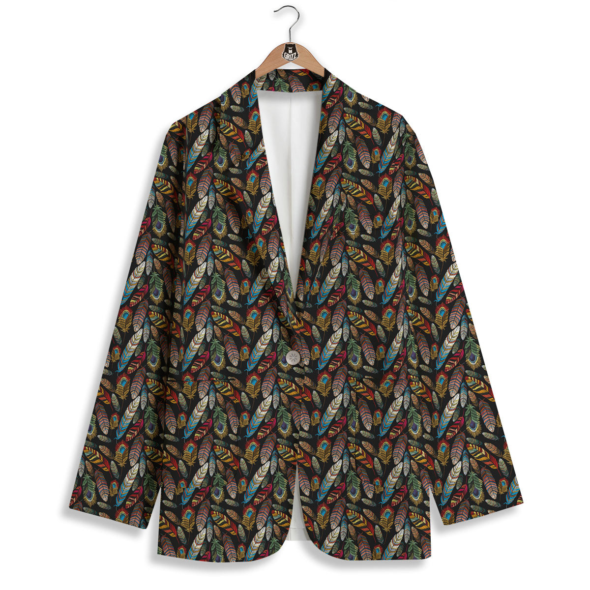 Peacock Embroidery Print Pattern Women's Blazer-grizzshop
